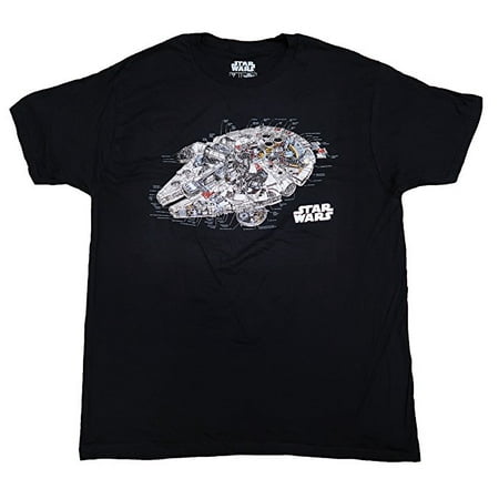 - Star Wars Millennium Falcon Blueprint Mens Shirt (Large) W14