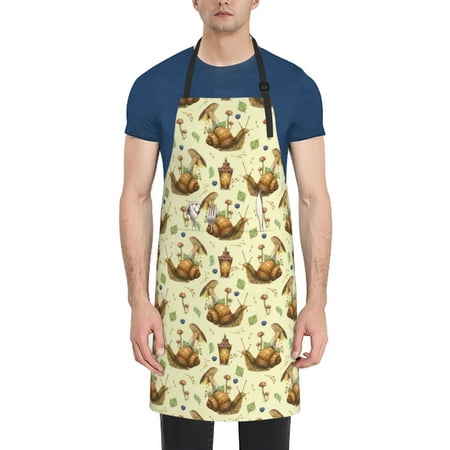 

Rateoe Snail With Mushrooms Aprons with Pocket Men Womens Aprons Waterproof Adjustable Cooking Aprons for Kitchen Gardening and Salon