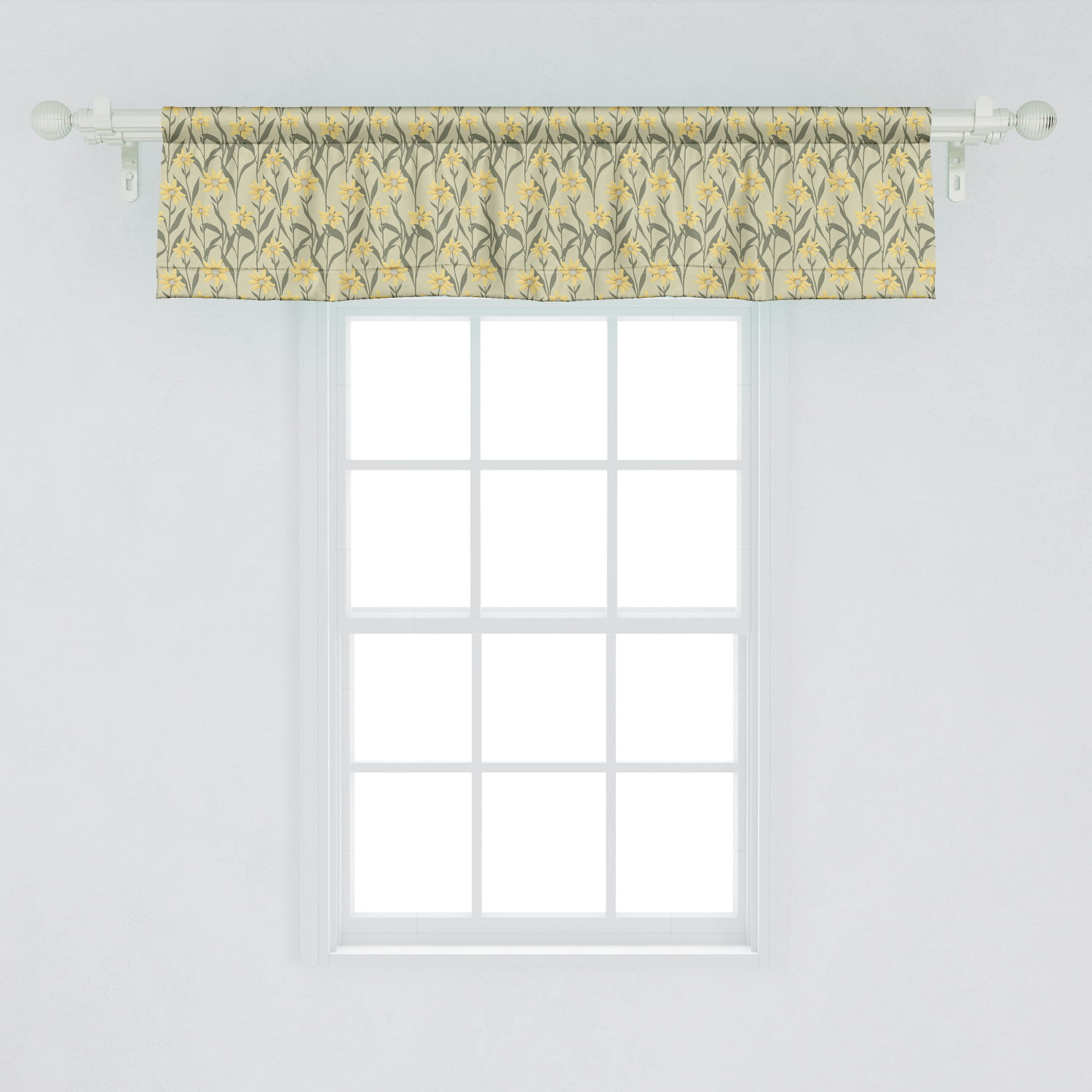 Ambesonne Yellow and Green Window Valance, Chamomile with Retro Design  Inspirations Botanical Arrangement, Curtain Valance for Kitchen Bedroom  Decor ...