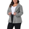 thumbnail image 5 of Agnes Orinda Blazers for Women Plus Size Plaid Notched Lapel Long Sleeve Business Casual Blazer Jackets 4X Black White, 5 of 7