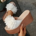 thumbnail image 2 of Women's Floral Wedge Slide Sandals Thick Platform Heel Casual Summer Beach Mules for Women Comfortable Slip On Shoes with 3D Flower Decor, 2 of 10