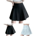 thumbnail image 2 of PUMISAS Pleated Skirts For Women Solid Color High Waisted Button Skirts A Line Mini Skirt With Safety Pants, 2 of 6