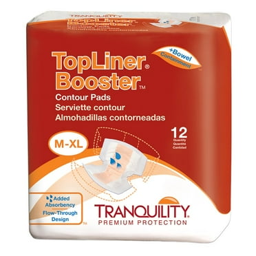 Tranquility TopLiner® Disposable Absorbent Booster Contour Pads for Bowel Incontinence - Contour (21.5" x 13.5") - 12 ct