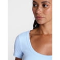 thumbnail image 5 of Time and Tru Women's Ribbed Scoop Neck Tee with Short Sleeves, Sizes XS-XXXL, 5 of 6