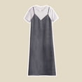 thumbnail image 3 of Robe de Maternité pour Femmes, Manches Courtes Col Rond Faux Deux-Pièces, Couleur Unie Coupe Ample Robe Maxi Décontractée pour Grossesse, 3 of 6