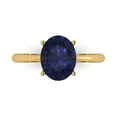 thumbnail image 2 of 2.5ct oval cut blue sapphire 14k yellow gold Bridal Wedding Engagement Promise Anniversary Ring for Women size 3.5, 2 of 7