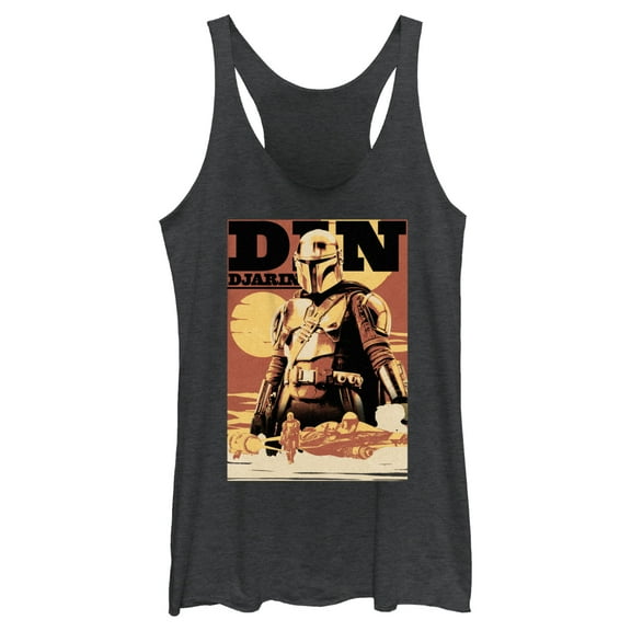 Women's Star Wars: The Book of Boba Fett Din Djarin Poster  Racerback Tank Top Black Heather X Small
