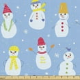 thumbnail image 1 of Snowman Upholstery Fabric by the Yard, Snow Made Silhouettes with Colorful Winter Accessories Funny Design, Decorative Fabric for DIY and Home Accents, 1 Yard, Pale Blue and Multicolor by Ambesonne, 1 of 4