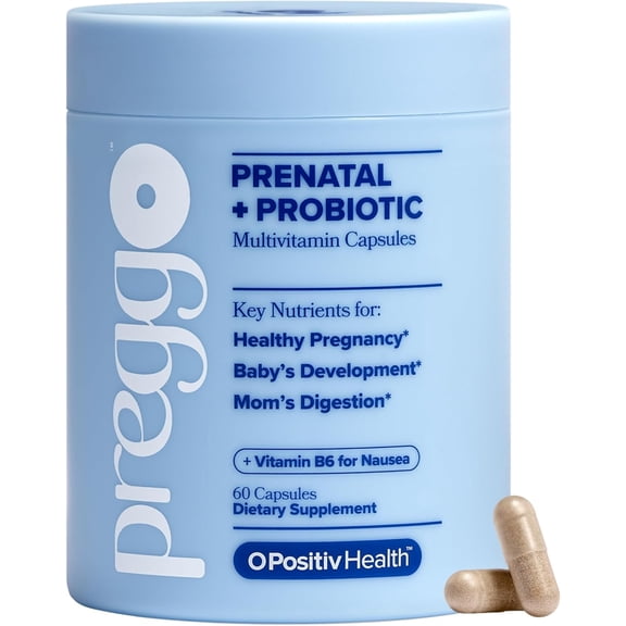 O Positiv PREGGO Prenatal Probiotic Multivitamin Capsules to Support Baby’s Brain Bone Health & Healthy Fetal Development - 60ct