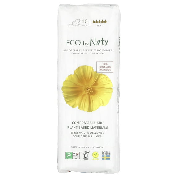 Naty Sanitary Pads, Night, 10 Pads
