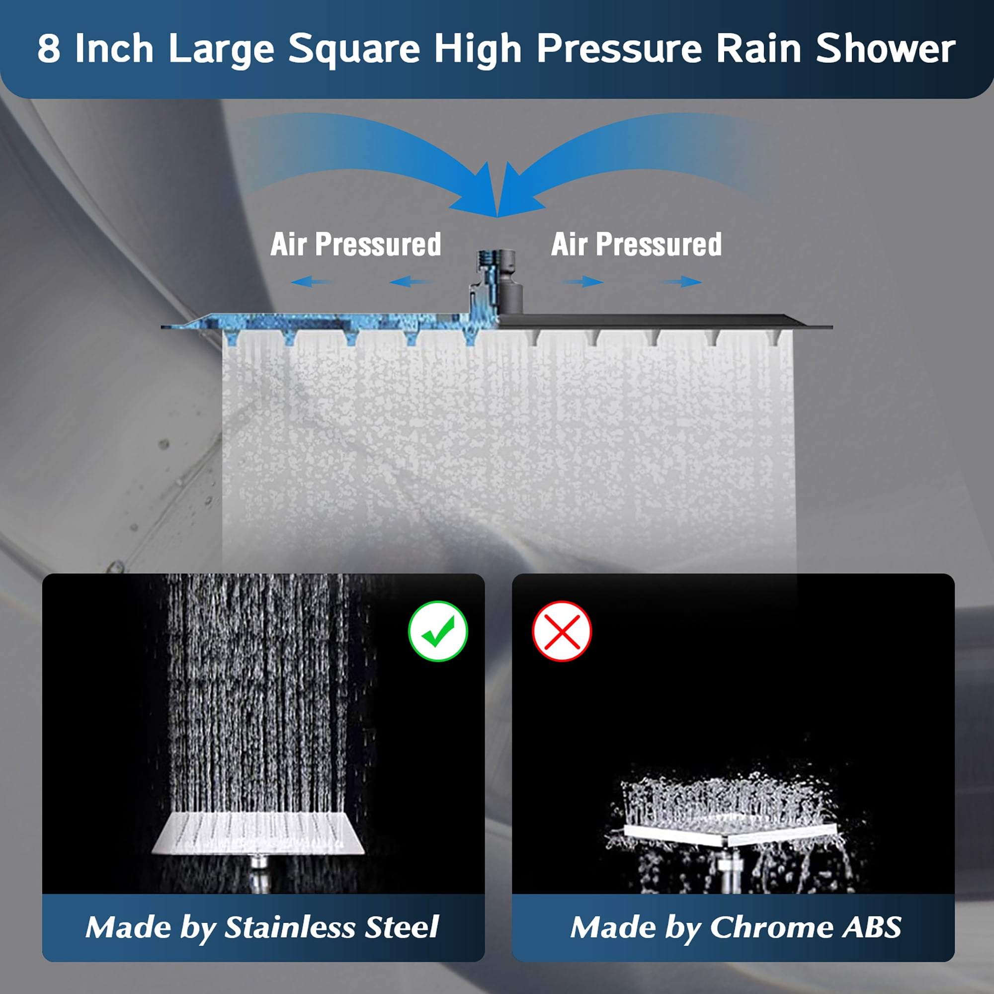 Scilulu Shower Head,8"Rain Shower Head with Handheld Spray Combo with 11'' Angle Adjustable Extension Arm/Flow Regulator/Shower System,High Pressure Rainfall Shower Head Clean Bathroom,Matt Black