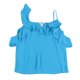 thumbnail image 1 of bar III Blusa asimétrica con hombros descubiertos para mujer, azul, pequeña, 1 of 2