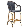 thumbnail image 3 of SAFAVIEH California Outdoor Patio Bar Stool w/ Arm, Navy, 3 of 11