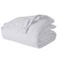 thumbnail image 3 of VHC Brands 100% Cotton Waffle Weave Queen Blanket 90"x90", Decorative Lightweight Spring and Summer Throw Blanket, Bedroom Decor for Bed, Couch, or Sofa, White, 3 of 4