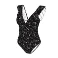 thumbnail image 4 of Yiaed Cute Skull Print Women's Ruffled One Piece Swimsuit V Neck Swimwear Slimming Monokini for Woman-XX-Large, 4 of 8
