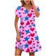 thumbnail image 2 of Puntoco Vestido De Cuello Redondo De Manga Corta Suelto Casual Estampado Del Día De La Independencia De Verano Para Mujer Púrpura Xl,Regalos Para Mujer Joven, 2 of 5