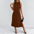 thumbnail image 5 of Summer Sun Dresses for Womens 2026 Plus Size Fashion Solid Color Round Neck Sleeveless Dress, 5 of 8