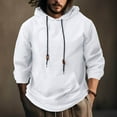 thumbnail image 2 of Mens Hoodies Sweatshirts Pullover Lightweight Long Sleeve Pullover Shirt for Athletic Workout with Pocket (XL, White), 2 of 8