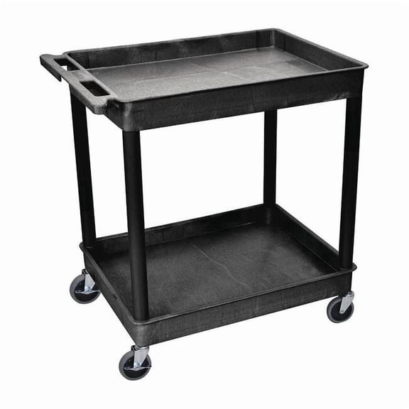 Luxor 24" x 32" Two Shelf Tub Utility Cart - Black