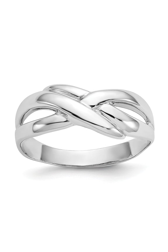 Real 14kt White Gold Polished X Dome Ring Size: 6; for Adults and Teens; for Women and Men