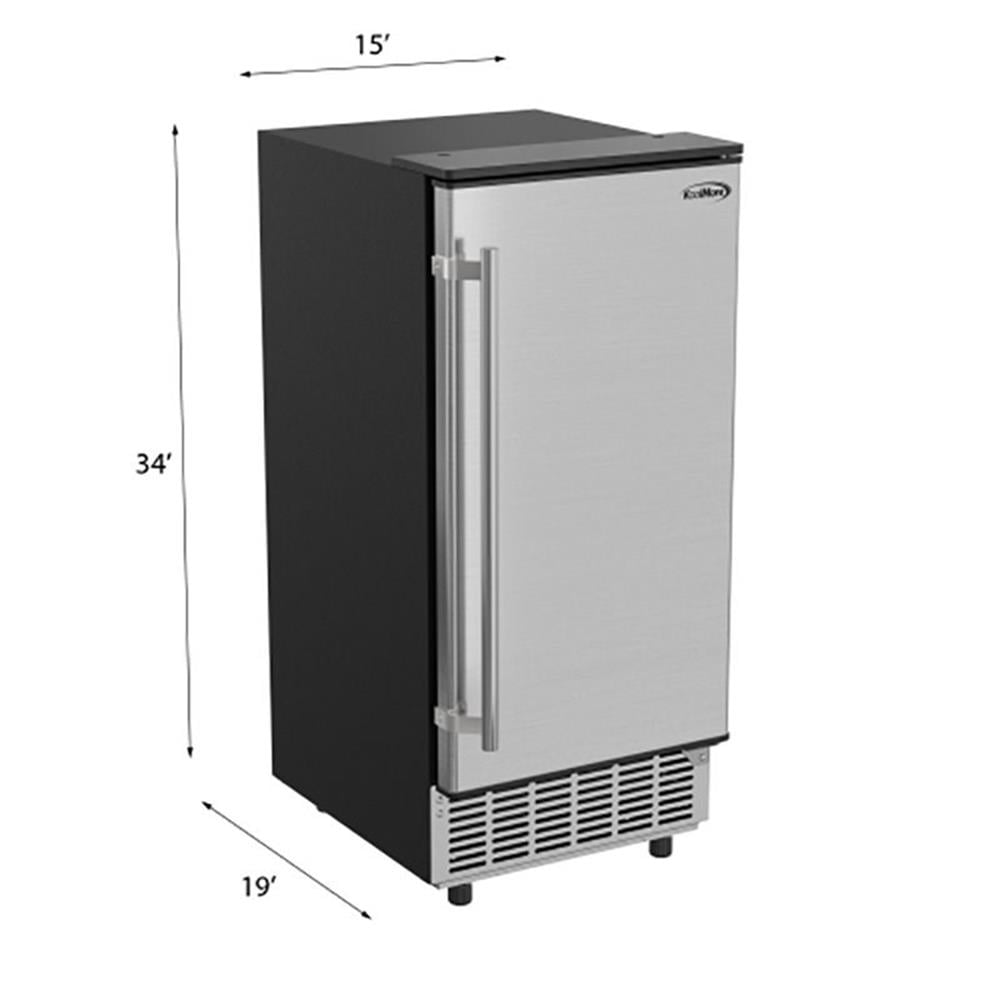 Pemberly Row Storage Basket Stainless Steel Built-In Ice Maker Machine in Silver