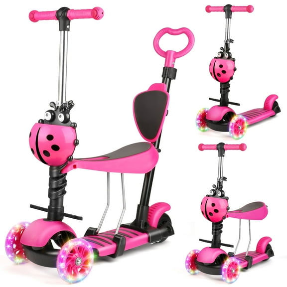 Flooyes Kids Scooter – 3 Wheel Kick Scooter for Toddler Kids 2-8– LED Wheel Lights Illuminate When Rolling– Adjustable Handlebar – Indoor and Outdoor Toy Gift