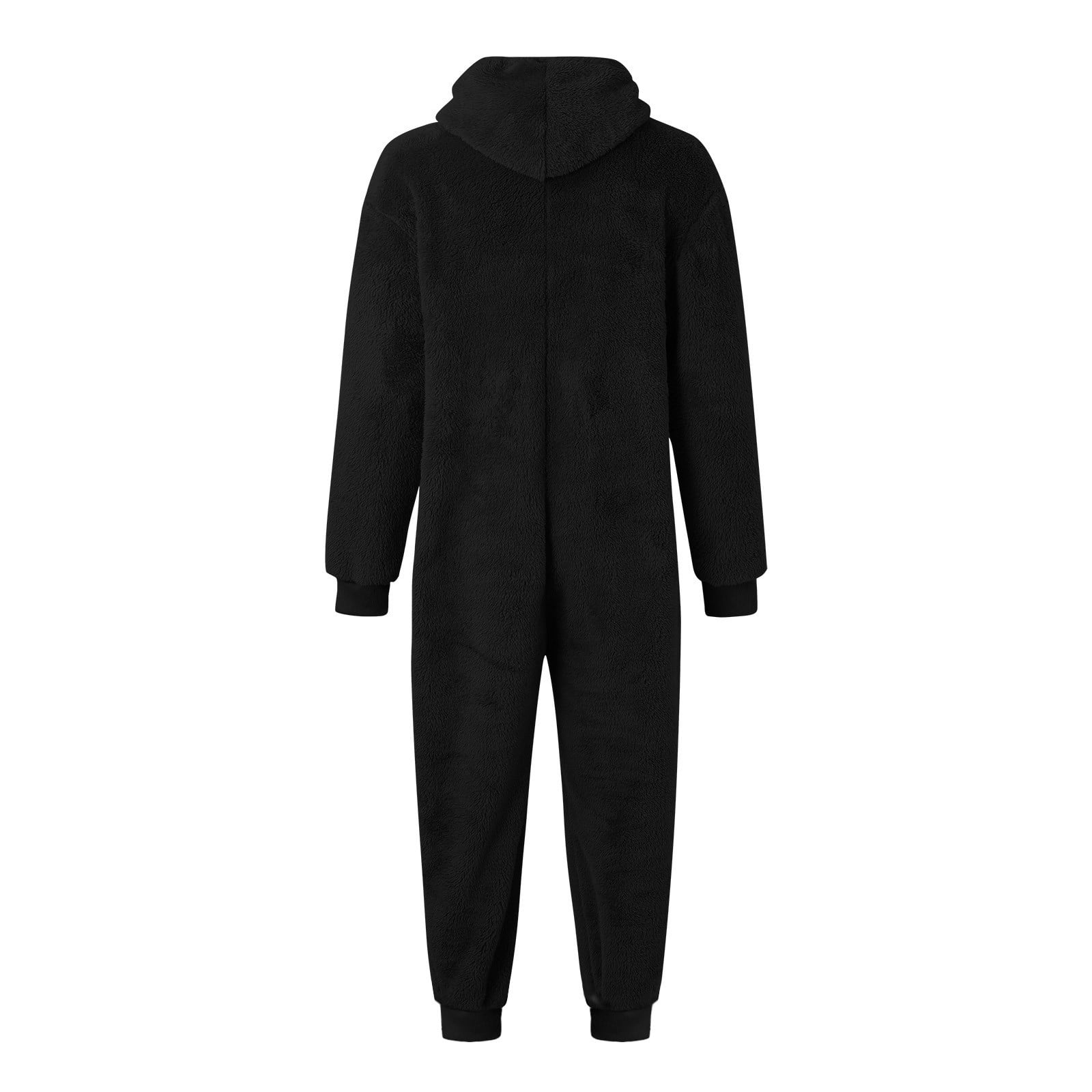 Mens Fuzzy Fleece Hooded Jumpsuits Long Sleeve Zip Up Piece Plush Pajamas Onesies Big and Tall Overall Rompers
