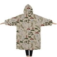 thumbnail image 2 of Oversized Wearable Blanket Hoodie,Red Mushroom Berry Leaf Beige Pattern Sherpa Blanket Hoodie with Super Pockets,Super Warm Fuzzy Pullover for Women & Men, 2 of 6