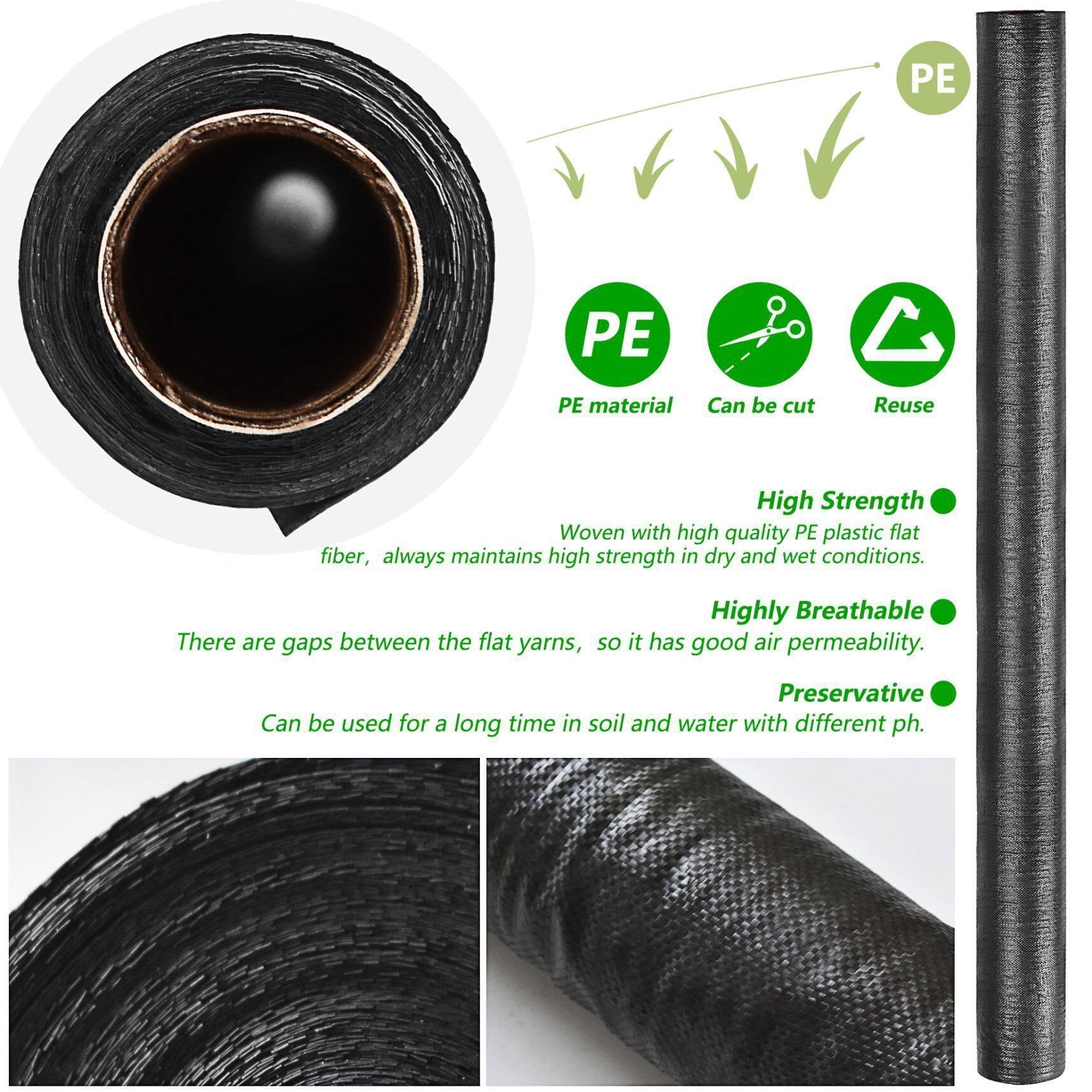 6FT x 250FT Weed Barrier, Heavy-duty Landscape Fabric Ground Cover Polypropylene Cloth Premium Weeds Control Mat Easy Setup for Flower Bed, Pavers, and Other Outdoor Projects