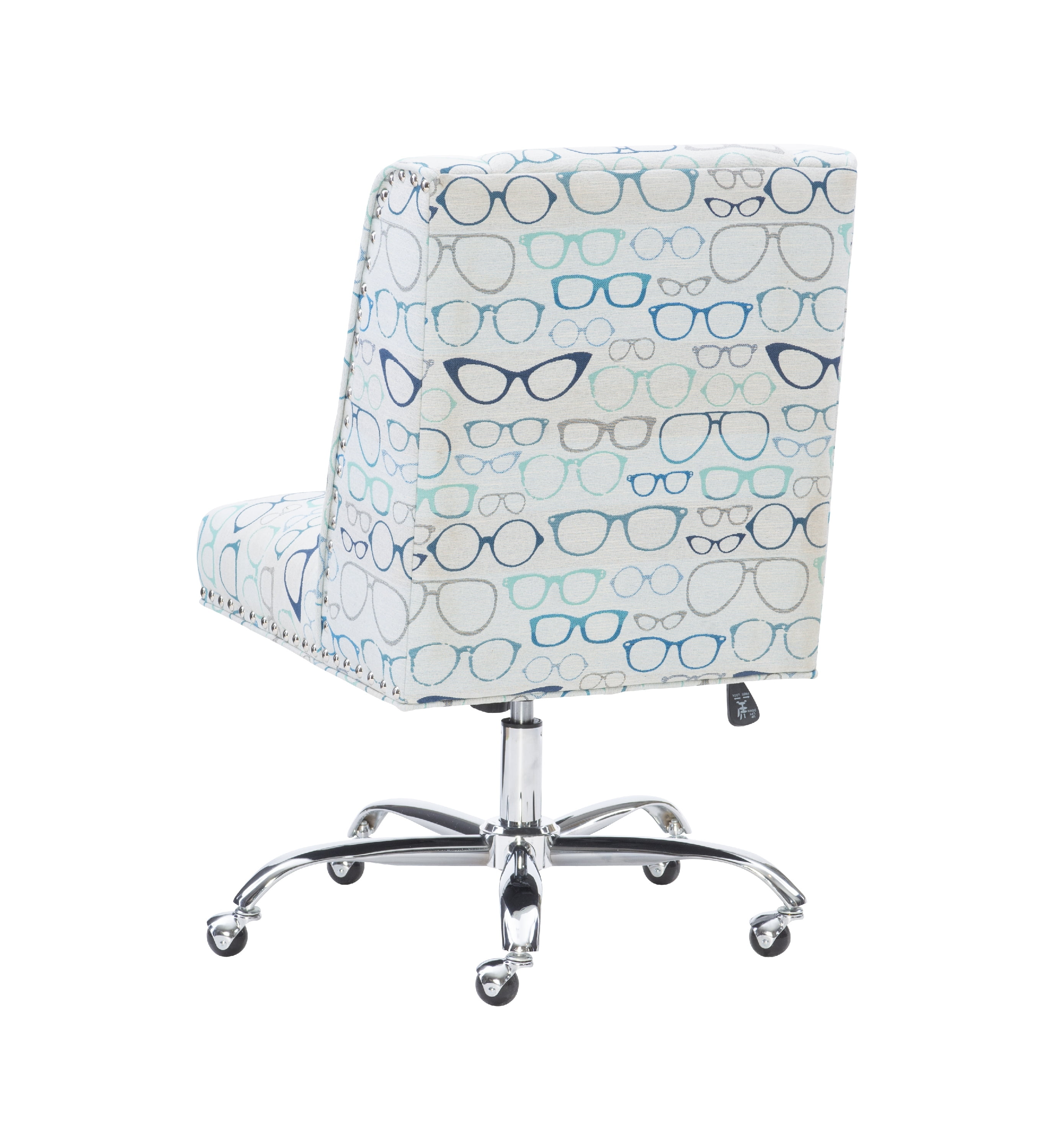 Linon Draper Wood Upholstered Glasses Office Chair in Blue