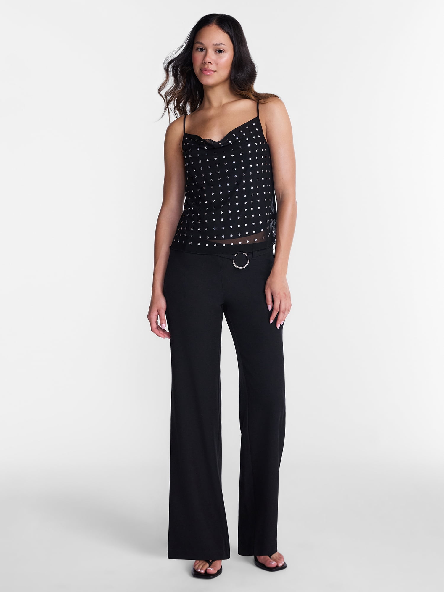 No Boundaries Studded Cowl Neck Cami, Women's XXS-XXL