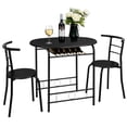 thumbnail image 5 of Ktaxon 3-Piece Modern Kitchen Dining Table Set for 2, Dining Room Round Table and Chair Set with Wine Rack, Black, 5 of 6