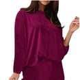 thumbnail image 2 of Jinhomg Fleece Shirt for Women Dressy Casual Solid Work Blouses Plus Size Comfy Long Sleeve Crew Neck Tunic Tops Soft Spring Pullovers Hot Pink XXL, 2 of 7