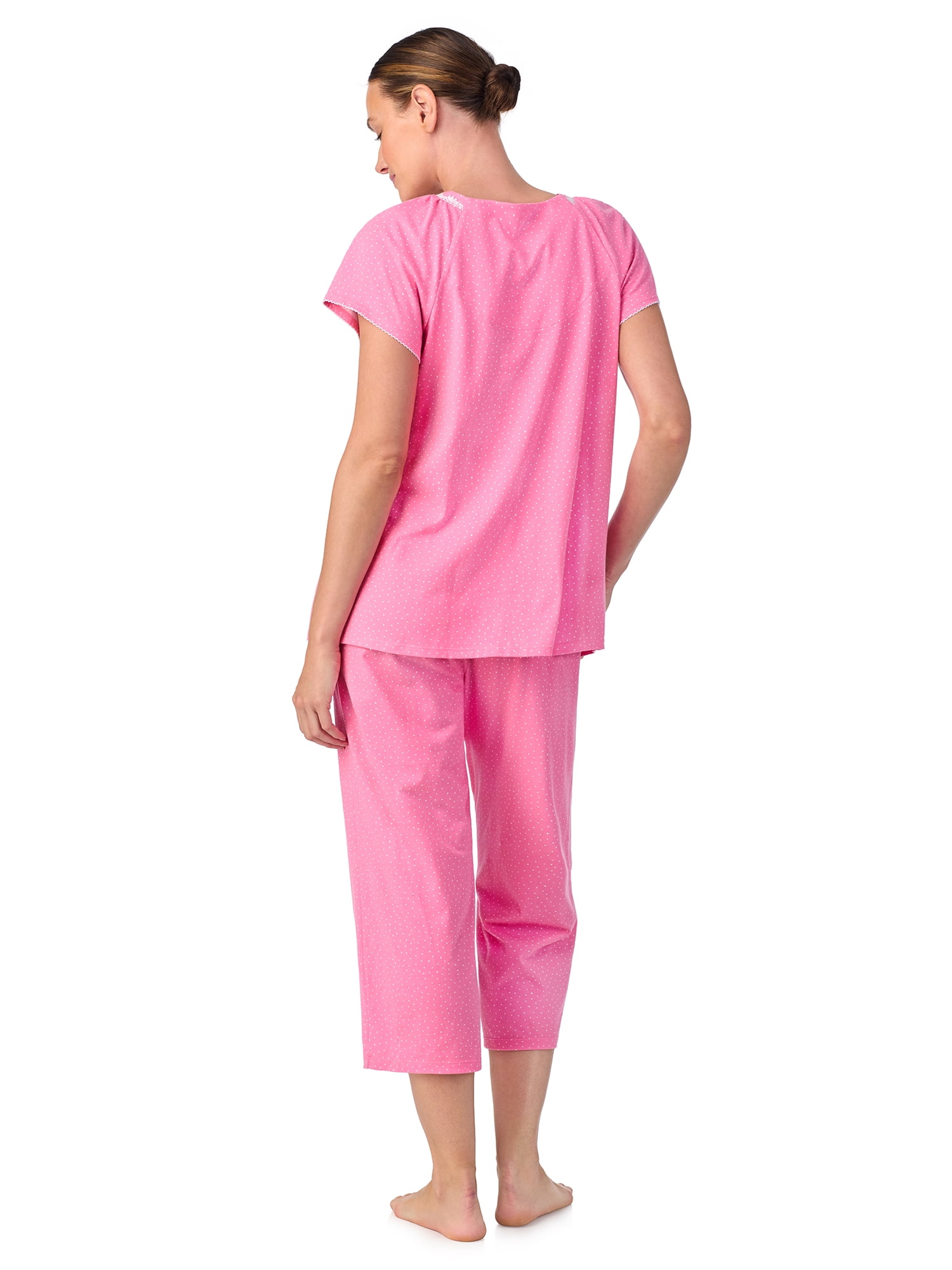 Aria Short Sleeve 100% Cotton Cropped Pajama Set with Pockets, Women’s Sizes S-3X