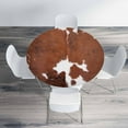 thumbnail image 4 of Cowhide Round Table Cloth Brown Cow Fur Elastic Edged Table Cover Fade and Stain Resistant Table Cloths Easy to Clean Fits Tables 40-44" Diameter, 4 of 6