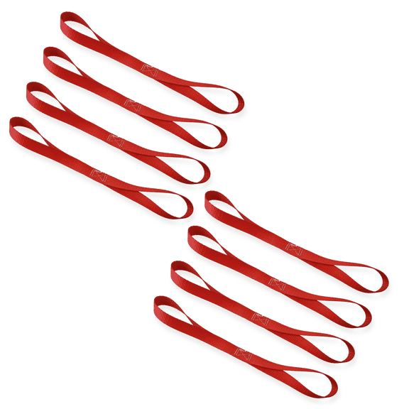 Mega Cargo Control 1" Red Soft Tie Loops, 8 Pack UTV Offroad & Motorcycle Handlebar Tie Downs - 2400 LBS Break Strength