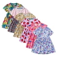 thumbnail image 1 of AJZIOJIRO Robe Décontractée pour Filles 3-8 Ans pour Bébé Été Col Rond Robe Ample en Coton Imprimé Dessin Animé Mignon, 1 of 9