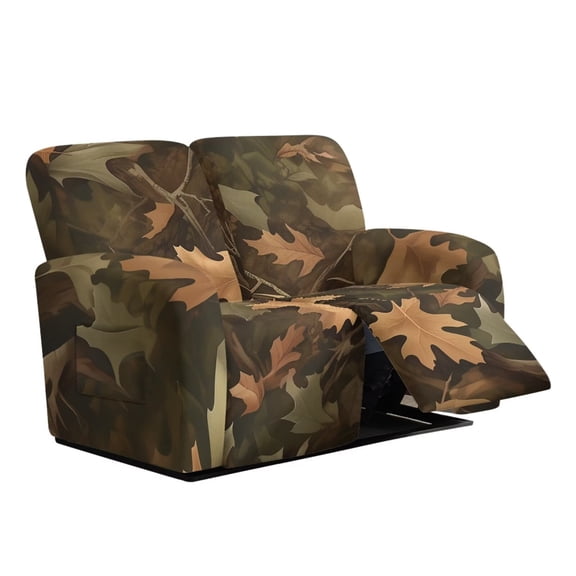 Psesaysky Maple Leaf Camo Print Recliner Chair Cover Stretch to Fit Middle Console Reclining Sofa Cover for Dogs and Kids
