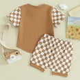 thumbnail image 3 of Bagilaanoe 2pcs Toddler Baby Boy Shorts Set Short Sleeve Letter Print T Shirt Tops + Plaid Shorts 6M 12M 18M 24M 3T Kids Casual Summer Clothes, 3 of 8