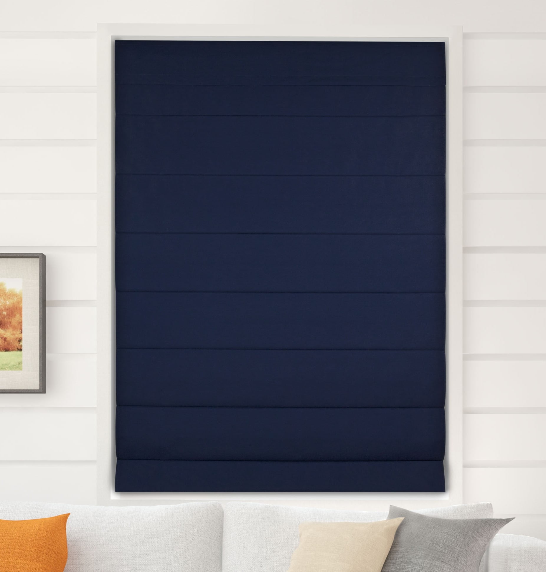 Size: 34 W X 72 H Cordless Lift Window Blinds Color: White Arlo Blinds Thermal Room Darkening Fabric Roman Shades