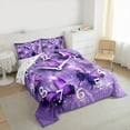 thumbnail image 3 of Manfei 3D Purple Butterfly Bedding Comforter Set, Glitter Stars Print Twin Comforter Sets, Romantic Anniversary Reversible Bedding Set, Ultra Soft Home Decor, 2pcs, 3 of 8