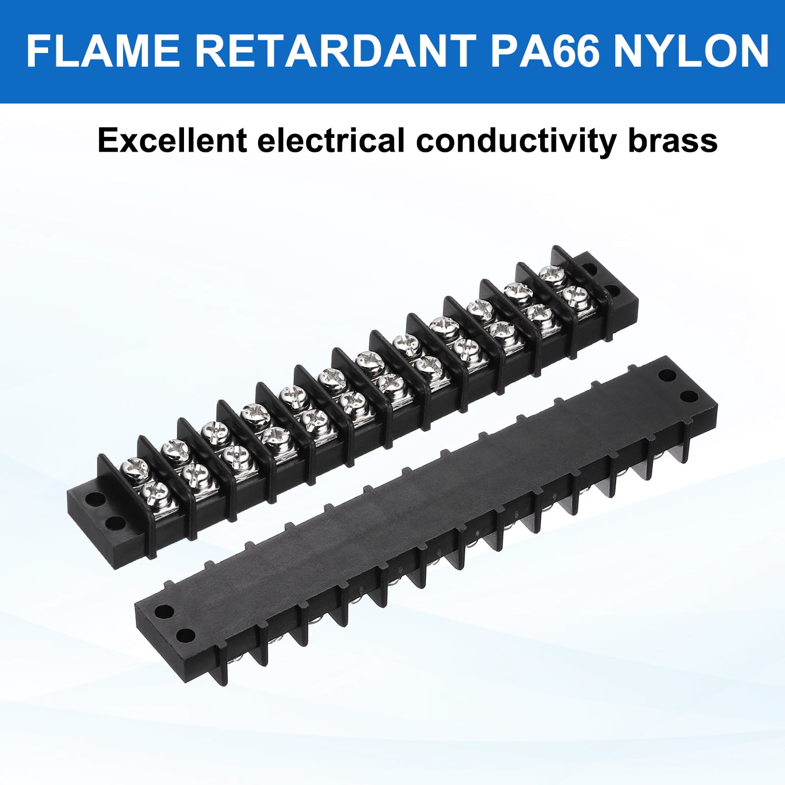 Uxcell 5Pcs Terminal Block 300V 20A Dual Rows 12P Terminals Barrier PA66 with 120Pcs 16A Heat Shrink Wire Fork Connector