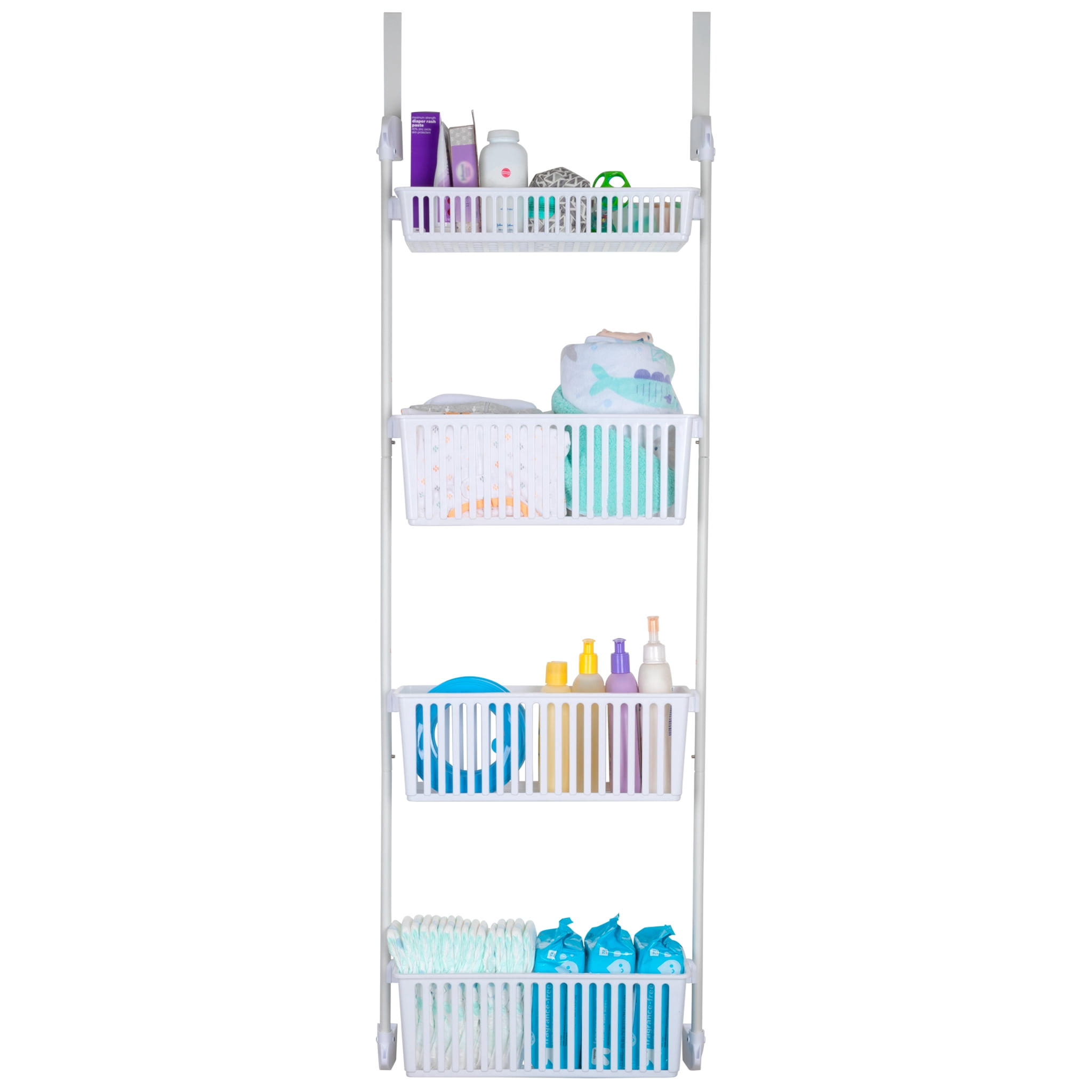 Smart Design 4-Tier Over-the-Door Organizer Pantry Hanging Organizer, White