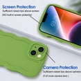 thumbnail image 2 of Case for iPhone 14 Case Wave, Curly Frame Design for Women Girls, Cute Wavy Solid Color Aesthetic Phone Case Soft Flexible TPU Shockproof Full-Body Protective Case Cover 6.1 inch - Green, 2 of 12