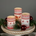 thumbnail image 3 of Northlight LED Flameless Flickering Nordic Reindeer Wax Pillar Christmas Candles - 6" - Set of 3, 3 of 7