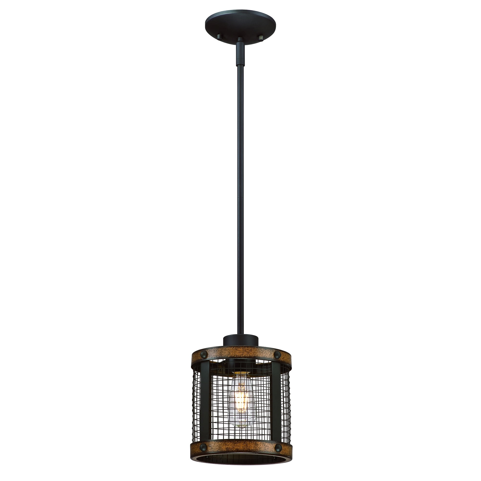 Westinghouse Lighting 1-Light Mini Pendant Emmett- Oil Rubbed Bronze with Barnwood Accents