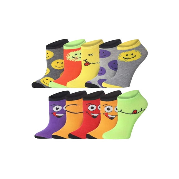Tipi Toe Women's Playful Pattern Ankle Socks - Mega Value Pack (10 Pairs)
