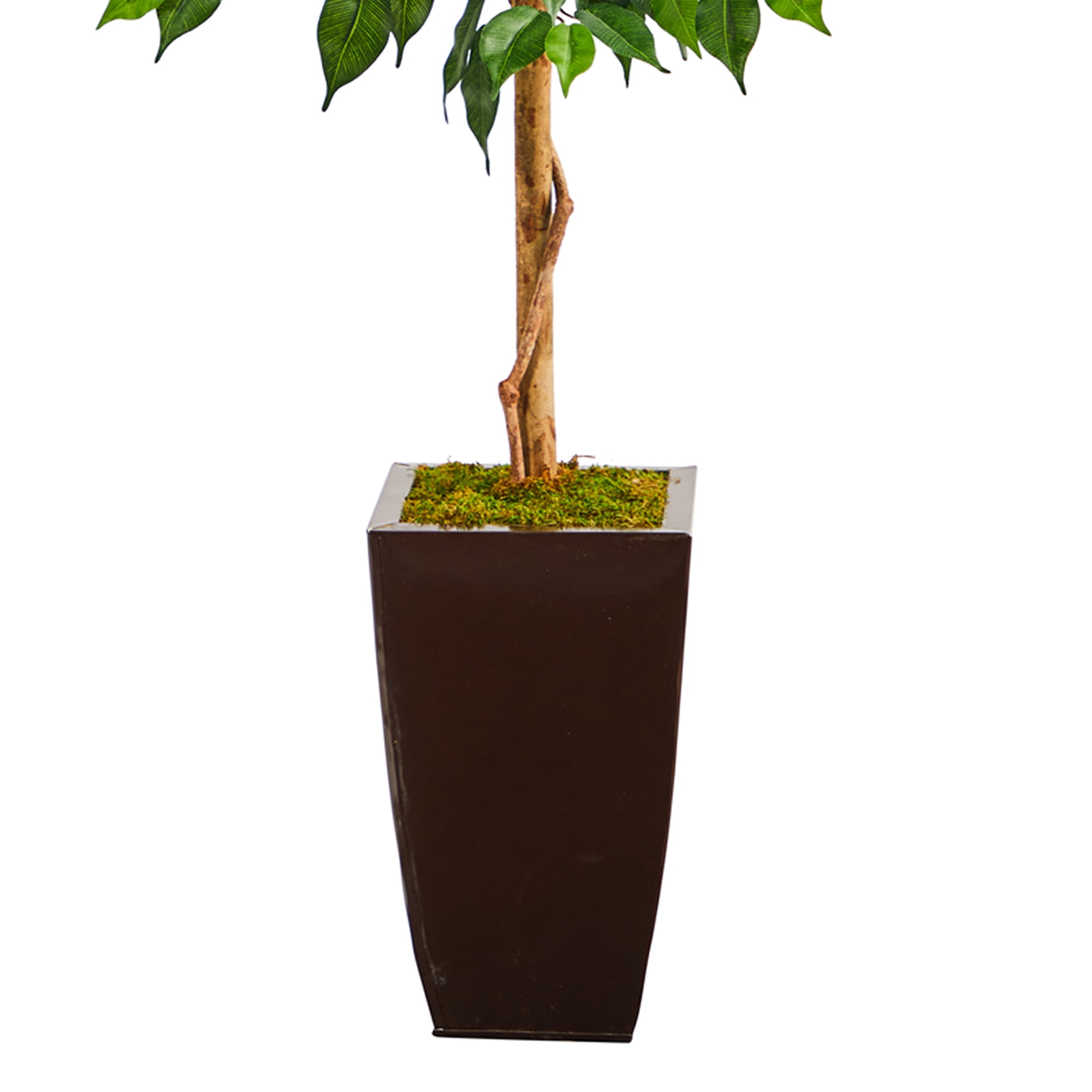 Nearly Natural 5' Ficus Artificial Tree in Bronze Metal Planter