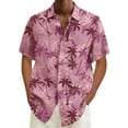 thumbnail image 2 of Uooqdmx Hawaiian Shirt for Men Going Out Tops Summer Beach Shirt Casual Short Sleeved Overcoat Loose Casual Shirts for Men Pink XL, 2 of 3