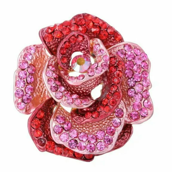 EOEMY Retro Pearl Crystal Heart Flower Wedding Bouquet Brooch Enamel Pin Women'S Party-Rose Red Flower